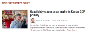 Quasi-lobbyist runs as earmarker in Kansas GOP primary