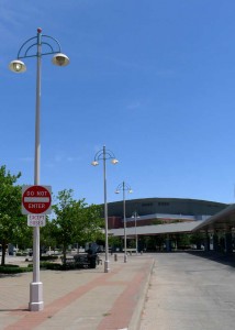 Wichita Transit Center, July 11, 2104. Some of the bulbs are apparently burnt out.
