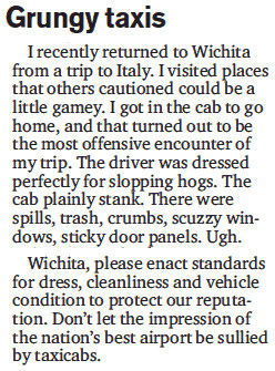 Letter in Wichita Eagle, excerpt